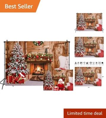 质朴的 7x5 英尺圣诞背景带树和礼物 – 适合家庭照片 — 第 1/4 张图片