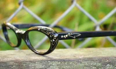 Vintage Cateye Eyeglass Sunglass Frames Bedazzled Stones Gems EI Madelyn France - Image 1 of 4