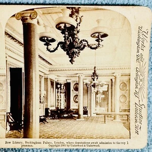 Bow Library Inside Buckingham Palace 1900 Scheda Stereoview Editori Underwood - Foto 1 di 4