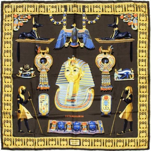 Hermes Scarf TUTANKHAMUN 90cm Silk Foulard Carre VLADIMIR RYBALTCHENKO - Picture 1 of 7