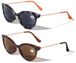 2 Paia Occhiali da Sole Donna da Lettura Esterno Full Tinted Lettore Cateye - Foto 1 di 16