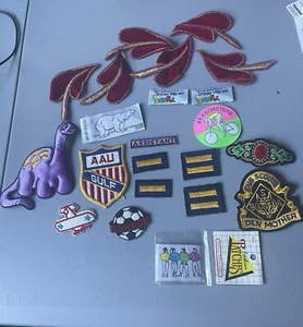 Vintage Lot of 21 Embroidered Patches & Clothing Labels - Picture 1 of 13