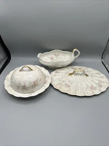BEURRIER/BATEAU À SAUCE/COUVERCLE HAVILAND LIMOGES FRANCE ANCIEN VIGNE Schleiger - Photo 1/14