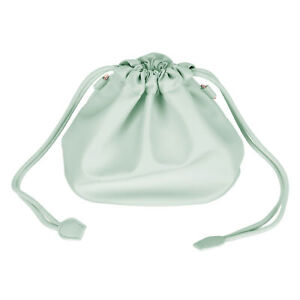 (Green)Camera PU Leather Drawstring Bag Waterproof Lightweight Wool Lining