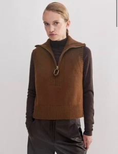 ME+EM BROWN MERINO CASHMERE ZIP VEST SIZE XL - Picture 1 of 6