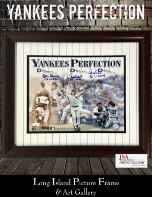 Larsen Wells Cone NY Yankees Perfection Signed Photo Custom Framed JSA - Image 1 of 4