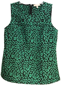 Banana Republic Sz 10 Animal Print Sleeveless Blouse Emerald Green Black NWOT - Picture 1 of 9