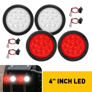 4" 2X LED Reverse White+2X Red Backup Clearance Brake Tail Lights Trailer Truck - Picture 1 of 12