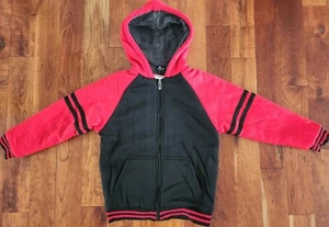 Geek Lightning Boys XL Sherpa Lined Hooded Full Zip Jacket Red/Black - Picture 1 of 8