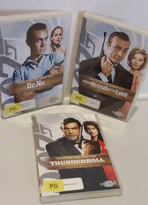 JamesBond 007 Sean Connery DVDs X 3 VGC - image 1 of 4