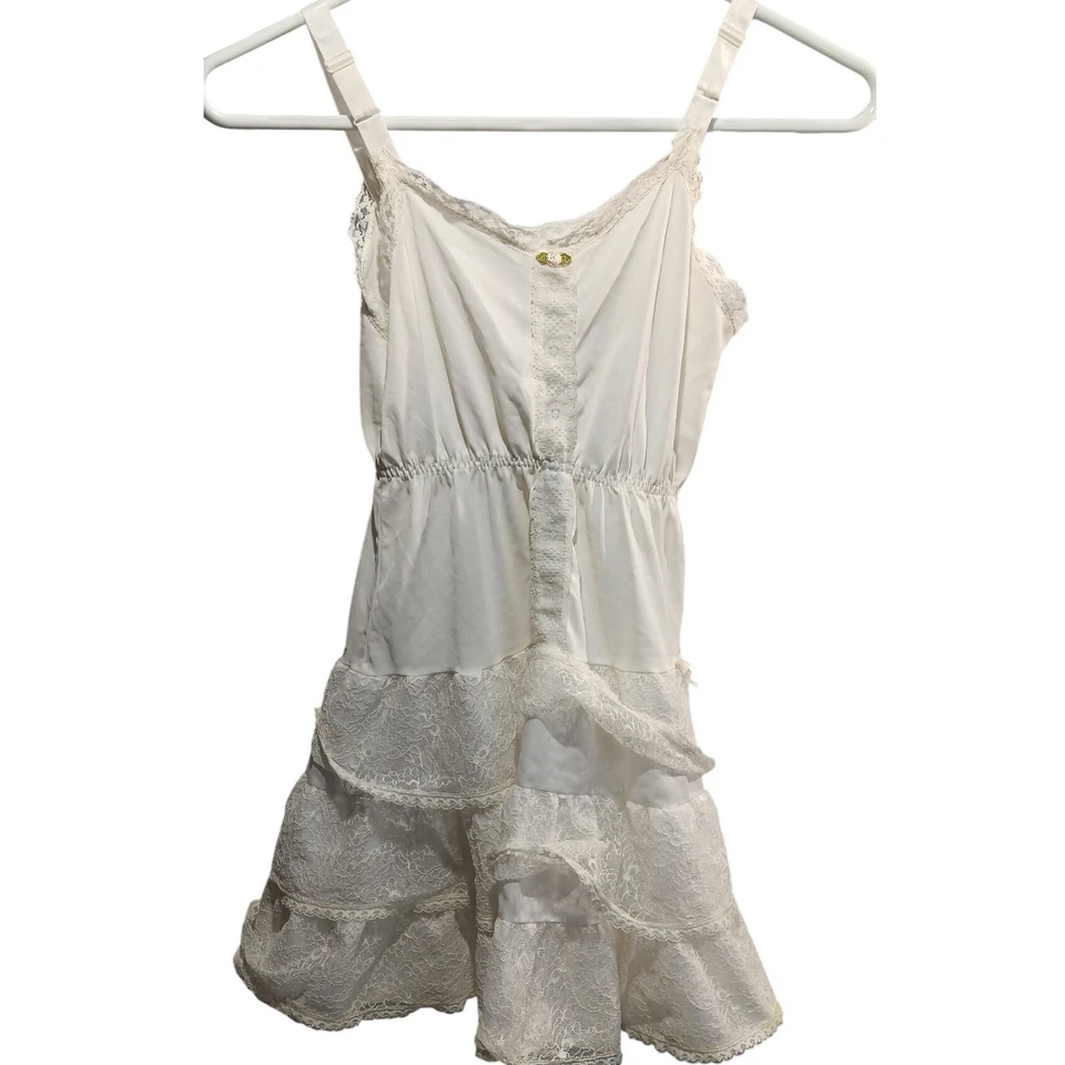 Her Majesty Girl's Vintage Lace Ruffle Slip Dress White Size 10 Cottagecore - Image 1 of 4
