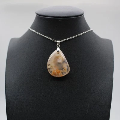 Pendentif goutte en agate fleur 12gr 35mm Madagascar - Photo 1/3