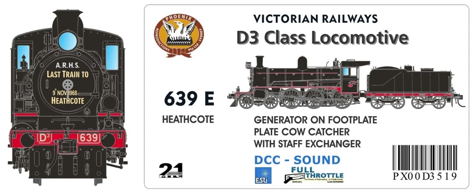 SDS Models VR D3 Steam Locomotive #639 (E) - DCC/Sound, HEATHCOTE - image 1 of 1