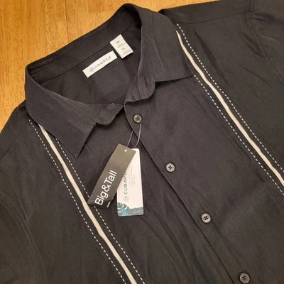 Cubavera Men’s 2XL Big & Tall Jet Black Short Sleeve Button Up Shirt NEW $70 - Image 1 of 4