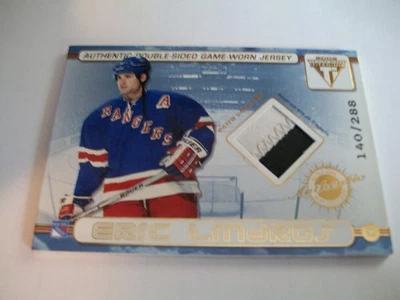 ERIC LINDROS & THEO FLEURY 2001-02 STOCK PRIVADO TITANIO PARCHES DE DOBLE CARA Foto 1 de 2