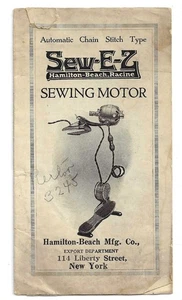 Old Pamphlet Sew-E-Z Sewing Motor Auto. Chain Stitch Type Hamilton-Beach Mfg. Co - Picture 1 of 6