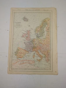Vintage 1917 WESTERN EUROPE Color Map Wall Decor Authentic 15"x10-3/4" - Picture 1 of 2