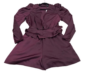NEW Ted Baker London Liannii Wrap Front Exaggerated Sleeve Playsuit Purple Sz 4 - Picture 1 of 3