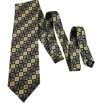 Corbata Roberto Villini Collezione 100% Seda Hecha a Mano Geométrica Rayas 59x4.0" Foto 1 de 4