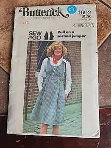 Butterick 4602 Sashed Jumper Dress Sewing Pattern Vintage CUT - Picture 1 of 3