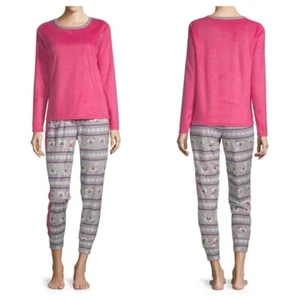 New Womens Fleece 2 Pc Pajama Set Pink Lammas Large XL  - Picture 1 of 4