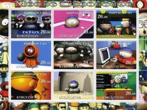 Kyrgyzstan 2001  SOUTH PARK souvenir stamp sheet of 9 stamps MNH - Picture 1 of 1