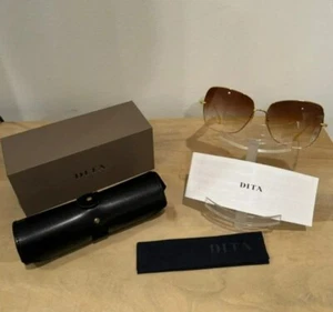 NEW Dita Zazoe Sunglasses DTS145-A-01 Yellow Gold Frame Gradient Brown Lens - Picture 1 of 7