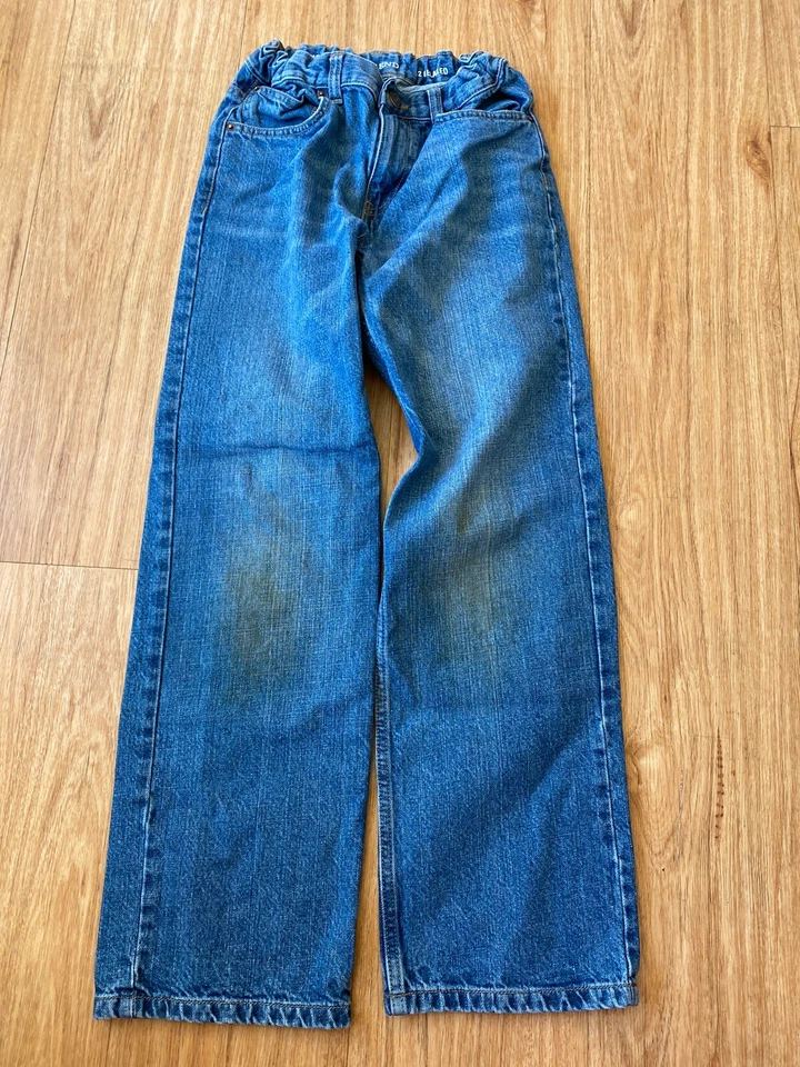 Lands’ End Boys Size 12 Iron Knee  Relaxes Fit Blue Jeans Adjustable Waist - Image 1 of 4