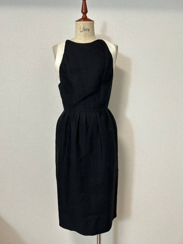 Abito lungo formale CHANEL lino bianco e nero 100% bottoni logo oro taglia 36