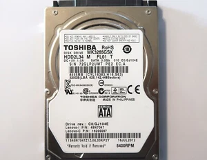 Toshiba MK3265GSX (HDD2L34 M FL01 T) 010 C0/GJ104E 320gb 2.5" Sata HDD 16JUL2012 - Picture 1 of 1