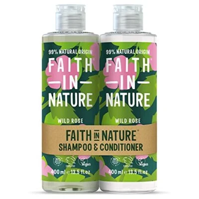 Faith In Nature Natural Wild Rose Shampoo and Conditioner Set Restoring Vegan... - Image 1 of 4