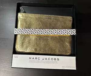 Marc Jacobs Metallic Gold Leather Pouch Gift Box NWT - Picture 1 of 3