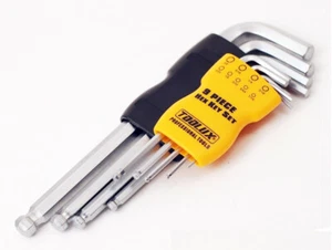 9pc Cr-V Allen Hex Key Wrench SAE Imperial (1/16" - 3/8") Option: Flat/Ball End - Picture 1 of 2