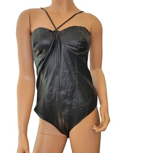 Zara Faux Leather Bodysuit Womens Large One Piece New - Picture 1 of 17