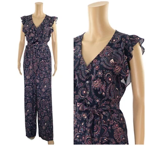 Phase Eight Jayesha Paisley Print Relaxed Self Tie Buttons Pockets Jumpsuit - Picture 1 of 10