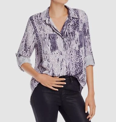 $164 Aqua женщин фиолетовый белый длинным рукавом кнопка спереди блузка рубашка верхний размер S - Изображение 1 из 2