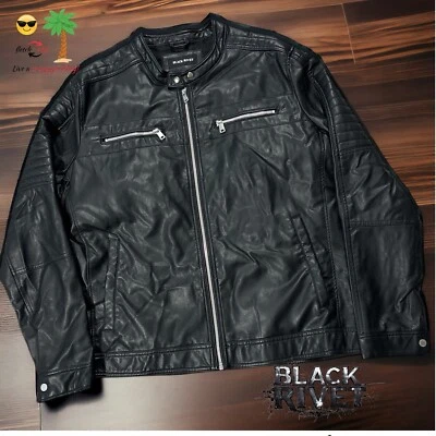 Black Rivet Men's XXL Moto Faux Leather (feels real) Jacket Excellent Condition! - Image 1 of 4