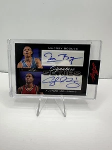 Muggsy Bogues, Alonzo Mourning Dual Autographed 1/1 2023 Leaf Signature Series - Picture 1 of 3