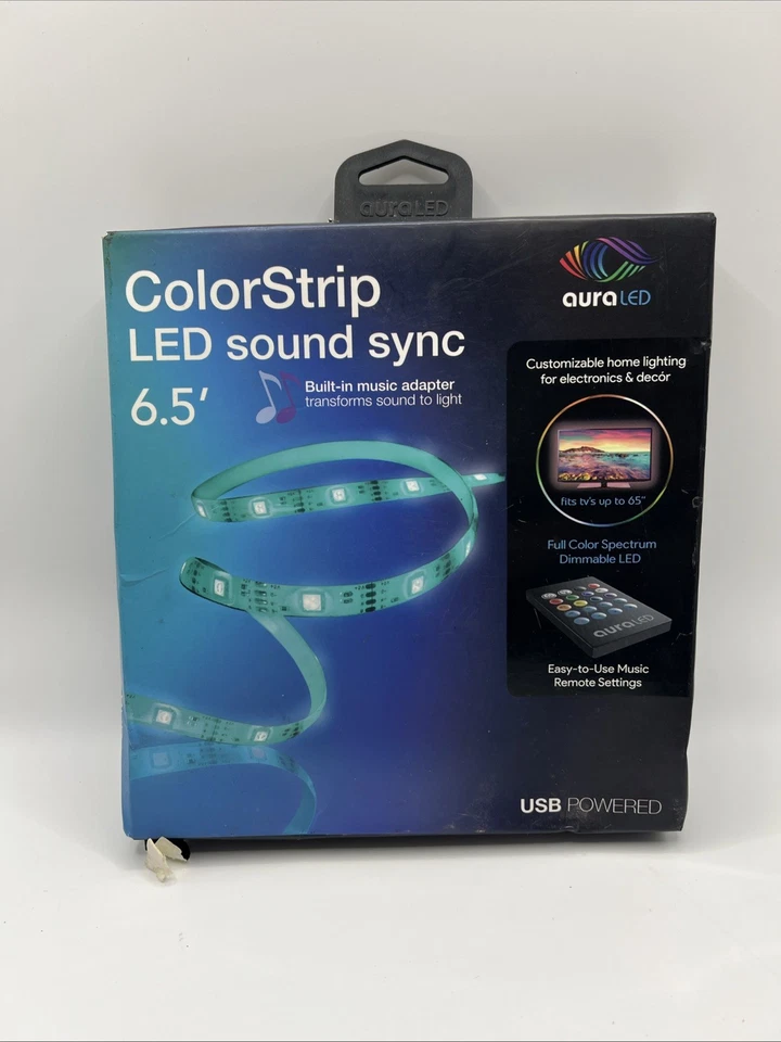 Tzumi AuraLED Color Strip Lights Color-Changing Remote 6.5' Adhesive Sound Sync - Image 1 of 2