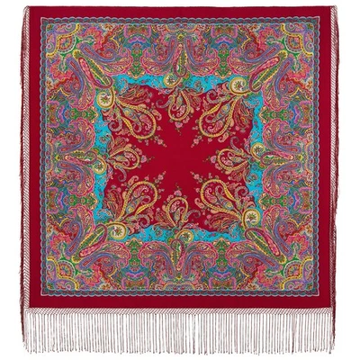 Pavlovo Posad 羊毛披肩 ID 970-5,Karavan / Караван 58x58" 148 厘米 — 第 1/4 张图片