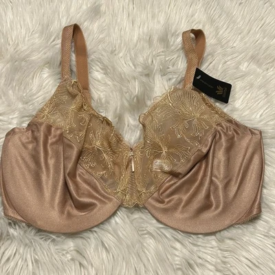 Wacoal 40DDD Bra Tan Slim Silhouette Minimizer 857361 Bow Underwire NEW - Image 1 of 4
