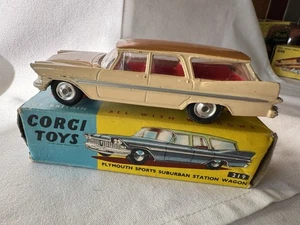 Corgi Toys Plymouth Sports Suburban Station Wagon Cream Boxed 219 Orginal - Picture 1 of 5