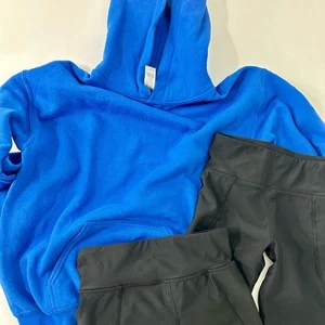 Girls Workout Lot of 3 Hoodie Sweatshirt L Old Navy Biker Shorts Girls M Black - Picture 1 of 9