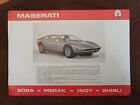 Maserati Merak Double Sided Brochure Leaflet 1970's
