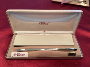 Vtg Cross Ladies 1/20 10k Gold Filled Ballpoint Pen, Greek Key ~ Pouch & Case - Picture 1 of 6