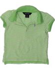 RALPH LAUREN Girls Polo Shirt 3-4 Years Green Striped Cotton AX25