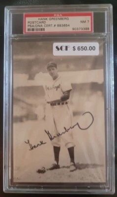Hank Greenberg, Roush and Hubbell Post Card Autograph PSA/DNA 7 NR/MNT - Image 1 of 4