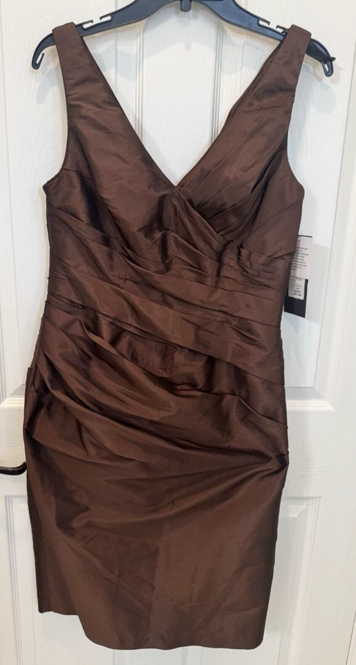 Новый с Ярлыками Monique Lhuillier подружек невесты коллекции размер 10 коричневый коктейльное платье - Изображение 1 из 4