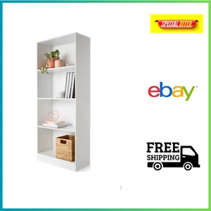 4 TIER Shelf Display Bookshelf Bookcase Storage White Rack Wooden Shelving Au - Picture 1 of 3