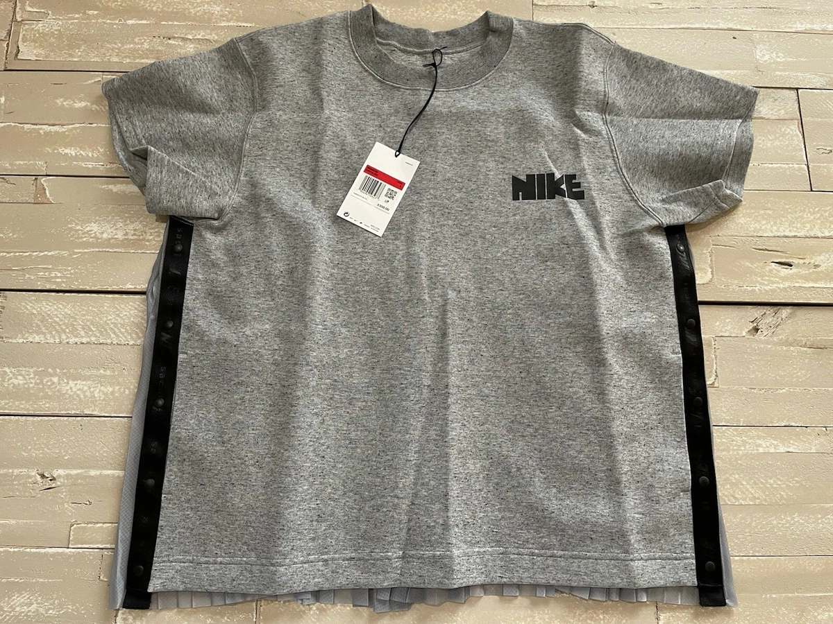 Wmns Nike x Sacai Short Sleeve Top Sweatshirt Tech Gray Pleated